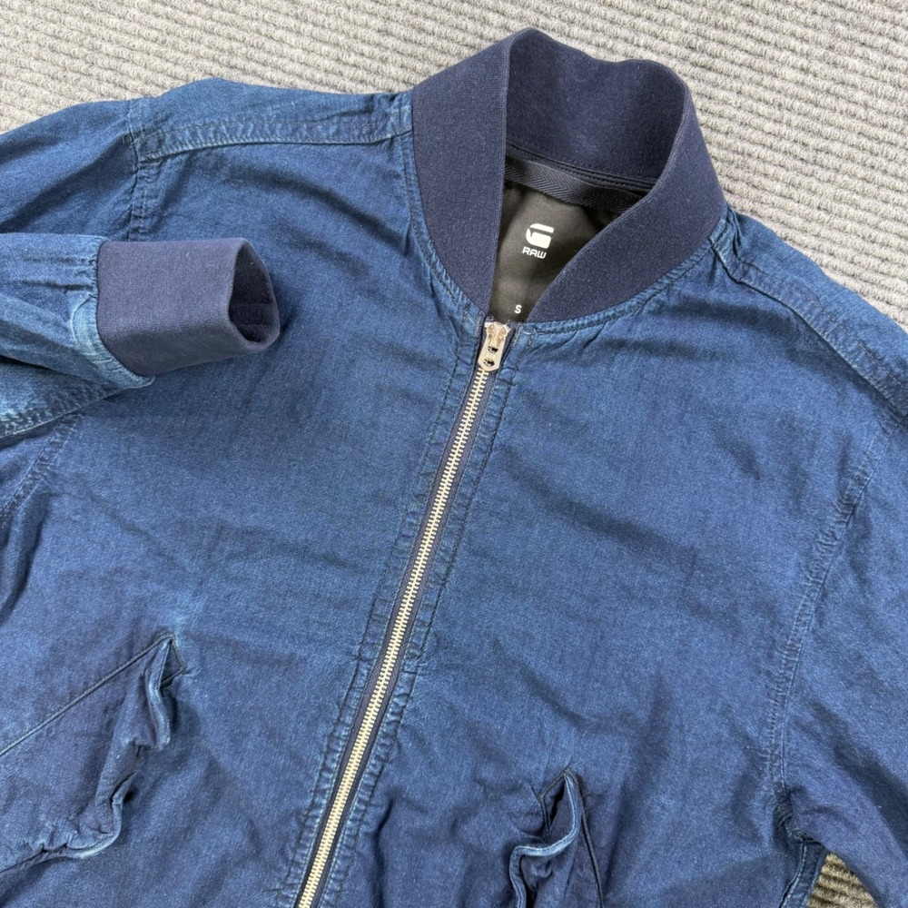 G-Star RAW Rackam DC Bomber Jacket Mens Small Indigo Blue Cotton Full Zip